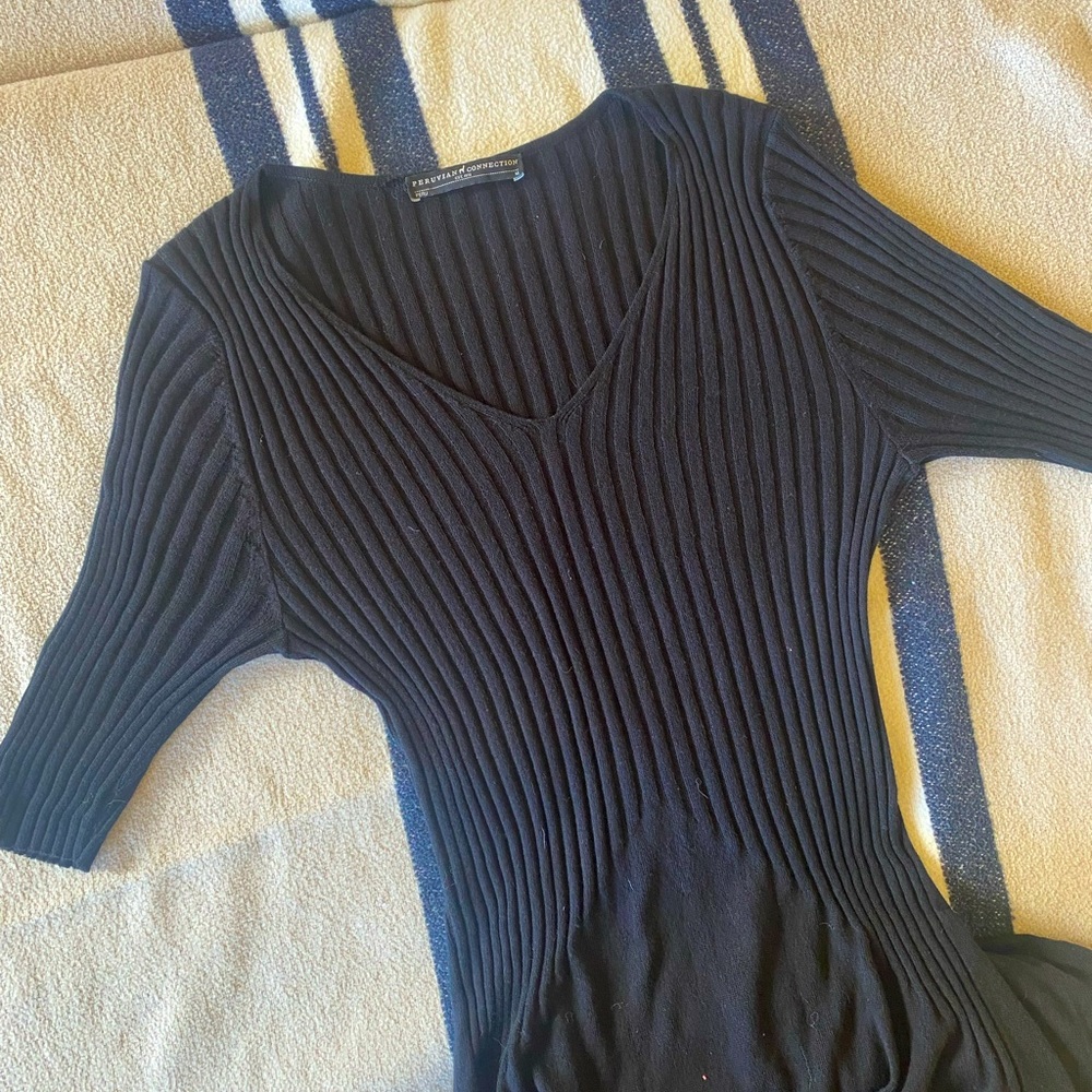 Peruvian Connection Midi Black Dress